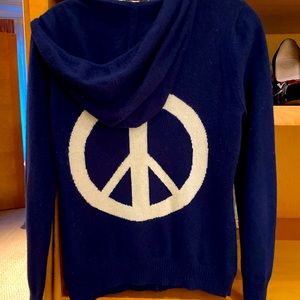Navy Peace Sign LeTarte Cashmere Sweater